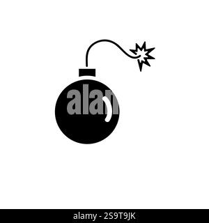Fire Bomb, Explosive Military Weapon Solid Flat Vector Icon Isolated on White Background. Stock Vector