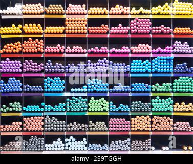 Colored pencils for drawing in the store Stock Photo