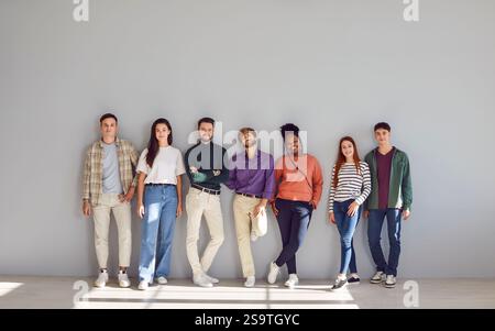 Diverse Group of Young People Smiling in Full length Portrait Stock Photo