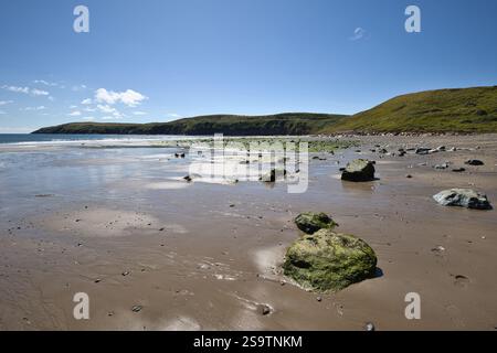 Sandy bay beach at Aberdaron on the Llyn Peninsula in Wales. Stock Photo