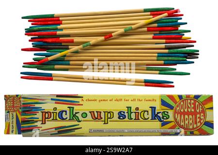 Pick Up sticks game by House of Marbles box with contents removed isolated on white background Stock Photo