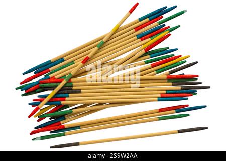 Pick Up sticks game by House of Marbles isolated on white background - pile  of sticks Stock Photo