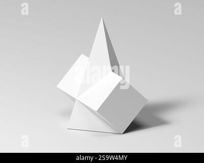 Abstract white installation of low poly cubical structures. 3d ...