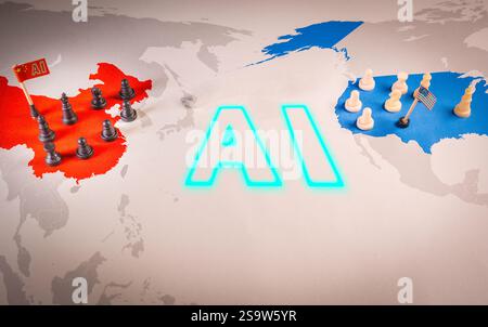 Generative AI and large language model and Technology Rivalry Between USA and China Stock Photo
