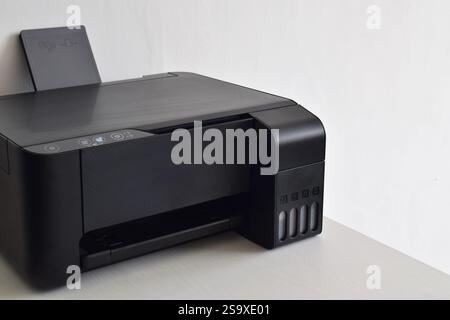 Printer, copier, scanner on white table with white background Stock Photo