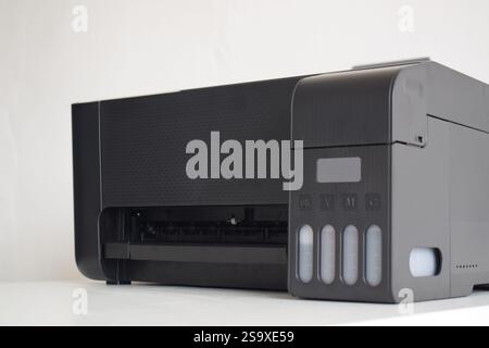 Printer, copier, scanner on white table with white background Stock Photo