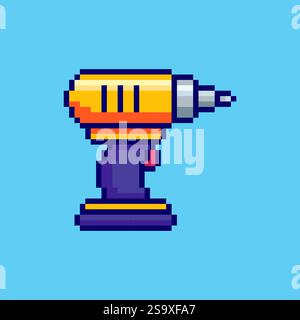 Pixel art Electric Drill game asset design Stock Vector