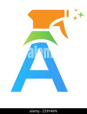 Initial Letter A House Cleaning Logo Concept With Hygiene Sprays Symbol Stock Vector