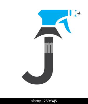 Initial Letter J House Cleaning Logo Concept With Hygiene Sprays Symbol Stock Vector