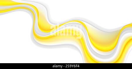 Vivid yellow and grey smooth fluid waves abstract elegant background. Vector design Stock Vector