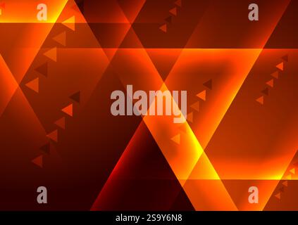 Technology glowing orange background with glossy stripes and arrows. Futuristic vector design Stock Vector