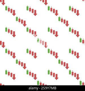 Downtrend Candlestick Pattern vector Trading concept seamless pattern Stock Vector