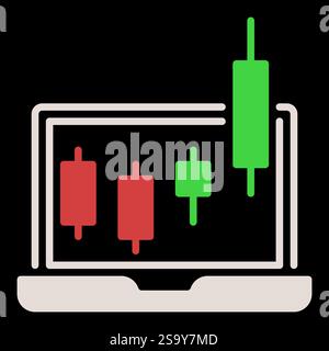 Candlestick Pattern on Laptop Screen vector Margin Trading concept colored icon or sign Stock Vector