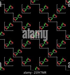Level and Candlestick Chart vector Analytics concept colored seamless pattern Stock Vector