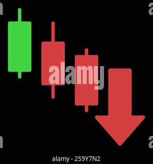 Downtrend Candlestick Pattern vector Cryptocurrency Analytics concept colored icon or design element Stock Vector