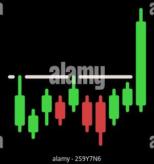 Level Breakout vector Candlestick Chart concept colored icon or sign Stock Vector
