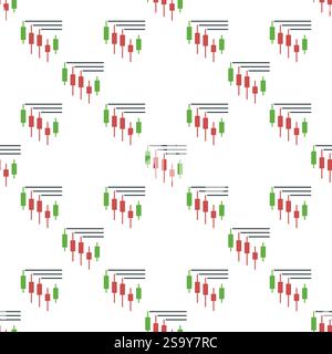 Range Breakout vector Candlestick Chart concept seamless pattern Stock Vector
