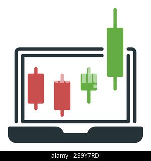 Laptop Screen with Candlestick Pattern vector Margin Trading concept icon or symbol Stock Vector
