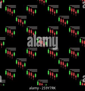 Range or Levels Breakout vector Candlestick Chart concept colored seamless pattern Stock Vector
