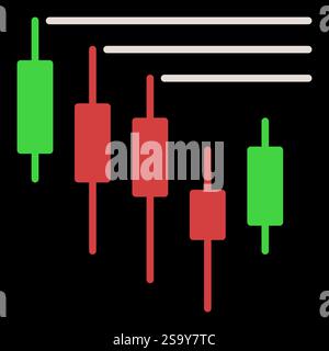 Range or Levels Breakout vector Candlestick Chart concept colored icon or design element Stock Vector
