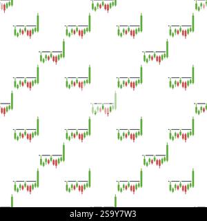 Range Breakout vector Candlestick Chart concept seamless pattern Stock Vector