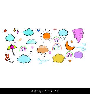 Watercolor Weather vector,  Weather Forecast Watercolor vector illustration Stock Vector