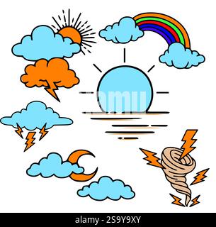 Watercolor Weather vector,  Weather Forecast Watercolor vector illustration Stock Vector
