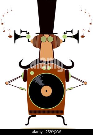 Funny old jukebox illustration.	 Cartoon old style jukebox. Isolated on white background Stock Vector