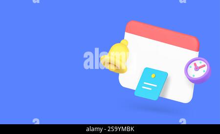 Calendar agenda deadline reminder empty mockup banner copy space vector illustration. Schedule planning time management working routine event personal Stock Vector