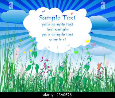 Vector illustration grass background with copy space Stock Vector