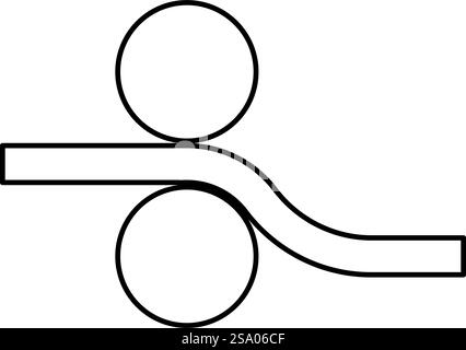 Printing rollers industrial print rolling machine rolling-mill linear metalworking processing of plate slab round drums equipment metal distribution typographic printing two shafts pass the sheet contour outline line icon black color vector illustration image thin flat style simple. Printing rollers industrial print rolling machine rolling-mill linear metalworking processing of plate slab round drums equipment metal distribution typographic printing two shafts pass the sheet contour outline line icon black color vector illustration im Stock Vector