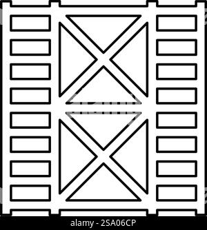 Scaffolding prefabricated construction frame floors two 2 contour outline line icon black color vector illustration image thin flat style simple. Scaffolding prefabricated construction frame floors two 2 contour outline line icon black color vector illustration image thin flat style Stock Vector