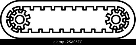 Strap for engine toothed drive belt for gears cambelt timing gas distribution mechanism contour outline line icon black color vector illustration image thin flat style simple. Strap for engine toothed belt for gears cambelt timing gas distribution mechanism contour outline line icon black color vector illustration image thin flat style Stock Vector