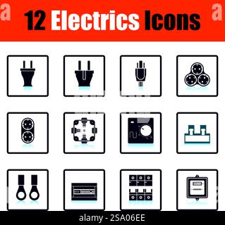 Electrics icon set. Shadow reflection design. Vector illustration. Stock Vector