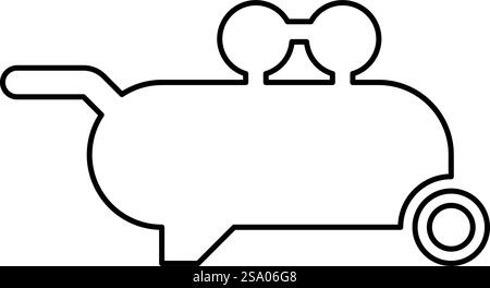 Air compressor pneumatic contour outline line icon black color vector illustration image thin flat style simple. Air compressor pneumatic contour outline line icon black color vector illustration image thin flat style Stock Vector