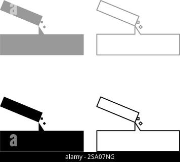 Concrete pours casting set icon grey black color vector illustration image simple solid fill outline contour line thin flat style. Concrete pours casting set icon grey black color vector illustration image solid fill outline contour line thin flat style Stock Vector