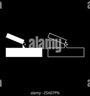 Concrete pours casting set icon white color vector illustration image simple solid fill outline contour line thin flat style. Concrete pours casting set icon white color vector illustration image solid fill outline contour line thin flat style Stock Vector