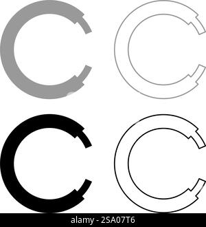 Rope line hawser cable electric circle shape for car set icon grey black color vector illustration image simple solid fill outline contour line thin flat style. Rope line hawser cable electric circle shape for car set icon grey black color vector illustration image solid fill outline contour line thin flat style Stock Vector