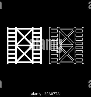 Scaffolding prefabricated construction frame floors two 2 set icon white color vector illustration image simple solid fill outline contour line thin flat style. Scaffolding prefabricated construction frame floors two 2 set icon white color vector illustration image solid fill outline contour line thin flat style Stock Vector