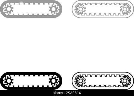 Strap for engine toothed drive belt for gears cambelt timing gas distribution mechanism set icon grey black color vector illustration image simple solid fill outline contour line thin flat style. Strap for engine toothed belt for gears cambelt timing gas distribution mechanism set icon grey black color vector illustration image solid fill outline contour line thin flat style Stock Vector
