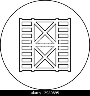 Scaffolding prefabricated construction frame floors two 2 icon in circle round black color vector illustration image outline contour line thin style simple. Scaffolding prefabricated construction frame floors two 2 icon in circle round black color vector illustration image outline contour line thin style Stock Vector