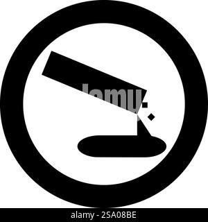 Concrete pours casting icon in circle round black color vector illustration image solid outline style simple. Concrete pours casting icon in circle round black color vector illustration image solid outline style Stock Vector