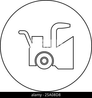 Snowblower snow clear machine snowplow truck plough clearing vehicle equipped seasons transport winter highway service equipment clean icon in circle round black color vector illustration image outline contour line thin style simple. Snowblower snow clear machine snowplow truck plough clearing vehicle equipped seasons transport winter highway service equipment clean icon in circle round black color vector illustration image outline contour line thin style Stock Vector