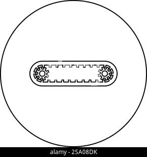 Strap for engine toothed drive belt for gears cambelt timing gas distribution mechanism icon in circle round black color vector illustration image outline contour line thin style simple. Strap for engine toothed belt for gears cambelt timing gas distribution mechanism icon in circle round black color vector illustration image outline contour line thin style Stock Vector