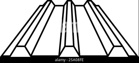 Roof metal rooftop steel profile sheets roofing concept ribbed corrugated metallic panel siding tile contour outline line icon black color vector illustration image thin flat style simple. Roof metal rooftop steel profile sheets roofing concept ribbed corrugated metallic panel siding tile contour outline line icon black color vector illustration image thin flat style Stock Vector