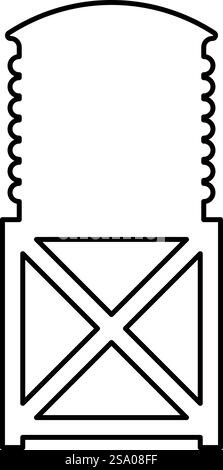 Water tower tank storage industrial construction contour outline line icon black color vector illustration image thin flat style simple. Water tower tank storage industrial construction contour outline line icon black color vector illustration image thin flat style Stock Vector