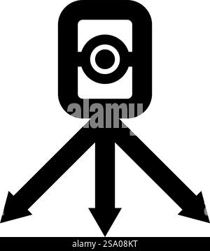 Theodolite survey equipment for measurements on tripod geodetic device tacheometer research level instrument geodesy tool icon black color vector illustration image flat style simple. Theodolite survey equipment for measurements on tripod geodetic device tacheometer research level instrument geodesy tool icon black color vector illustration image flat style Stock Vector