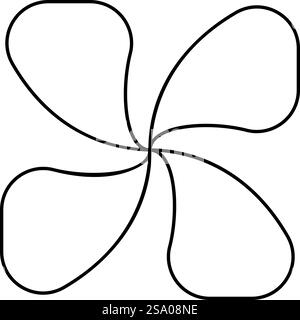 Four lobed fan blade paddle vane ventilation blade contour outline line icon black color vector illustration image thin flat style simple. Four lobed fan blade paddle vane ventilation blade contour outline line icon black color vector illustration image thin flat style Stock Vector