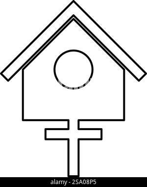 Bird box starling house birdhouse nesting contour outline line icon black color vector illustration image thin flat style simple. Bird box starling house birdhouse nesting contour outline line icon black color vector illustration image thin flat style Stock Vector