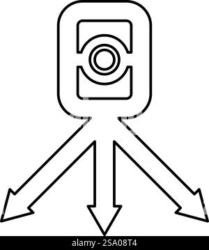 Theodolite survey equipment for measurements on tripod geodetic device tacheometer research level instrument geodesy tool contour outline line icon black color vector illustration image thin flat style simple. Theodolite survey equipment for measurements on tripod geodetic device tacheometer research level instrument geodesy tool contour outline line icon black color vector illustration image thin flat style Stock Vector